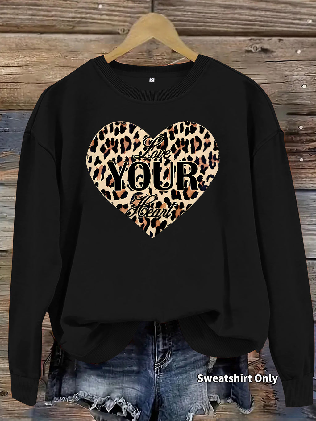 Sweatshirt Coração Leopardo — Estilo Selvagem