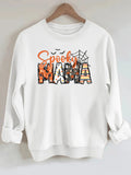 Spider print loose women's fleece hoodie