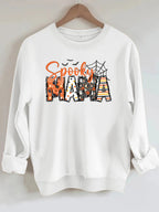 Spider print loose women's fleece hoodie