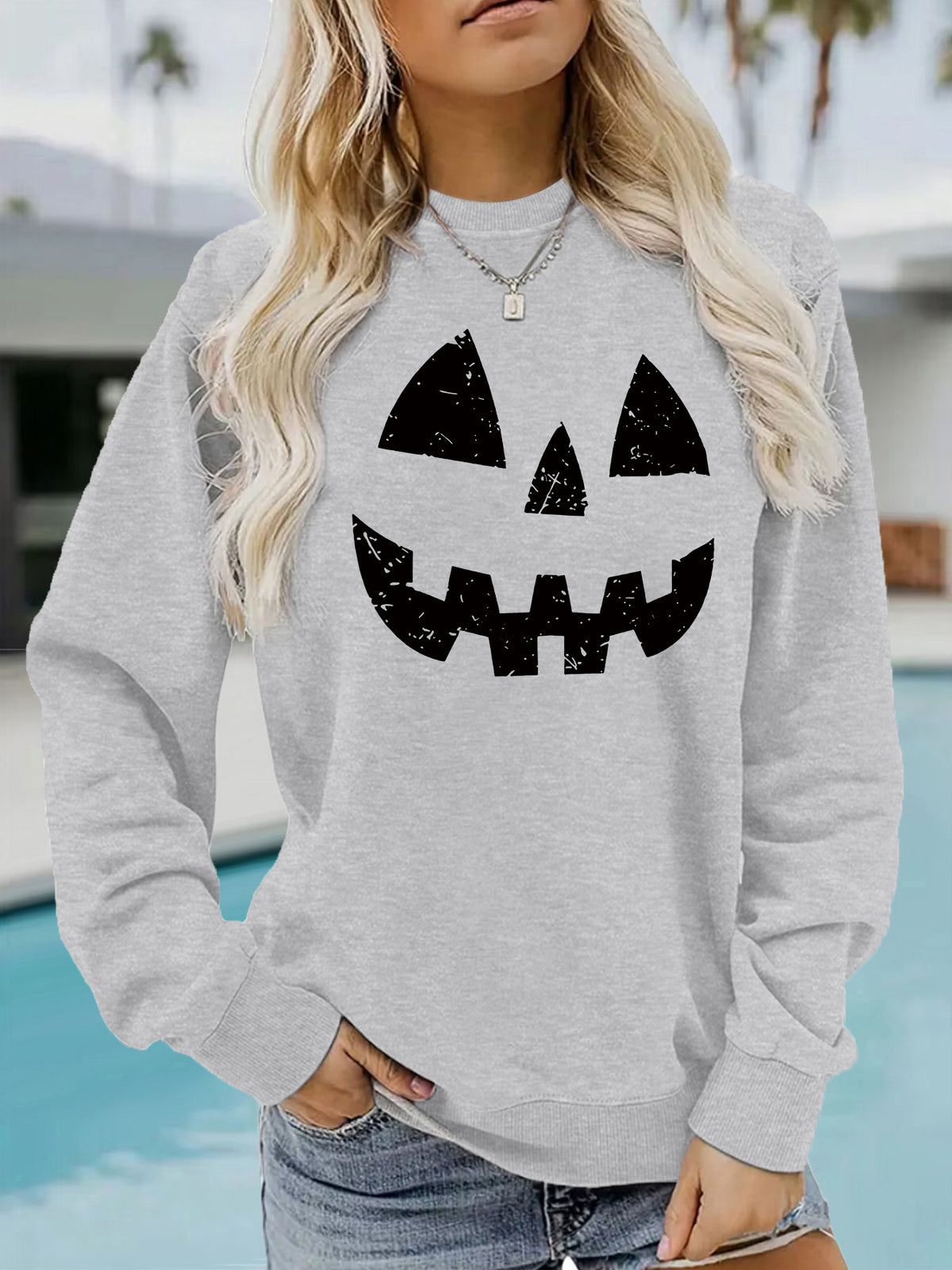 Round neck fleece sweatshirt sports sweatshirt