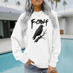 Gothic letter printed round neck hoodie