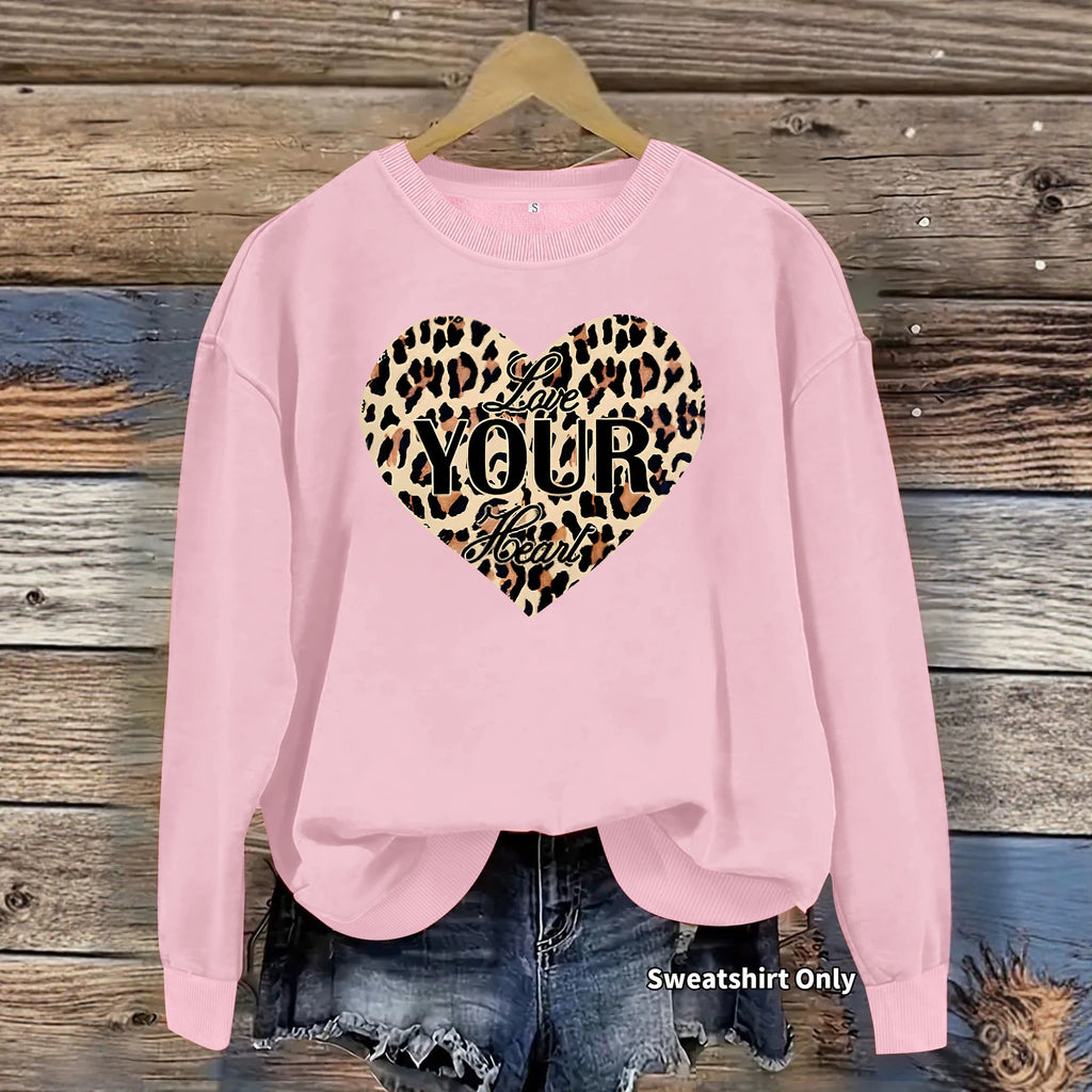 Sweatshirt Coração Leopardo — Estilo Selvagem