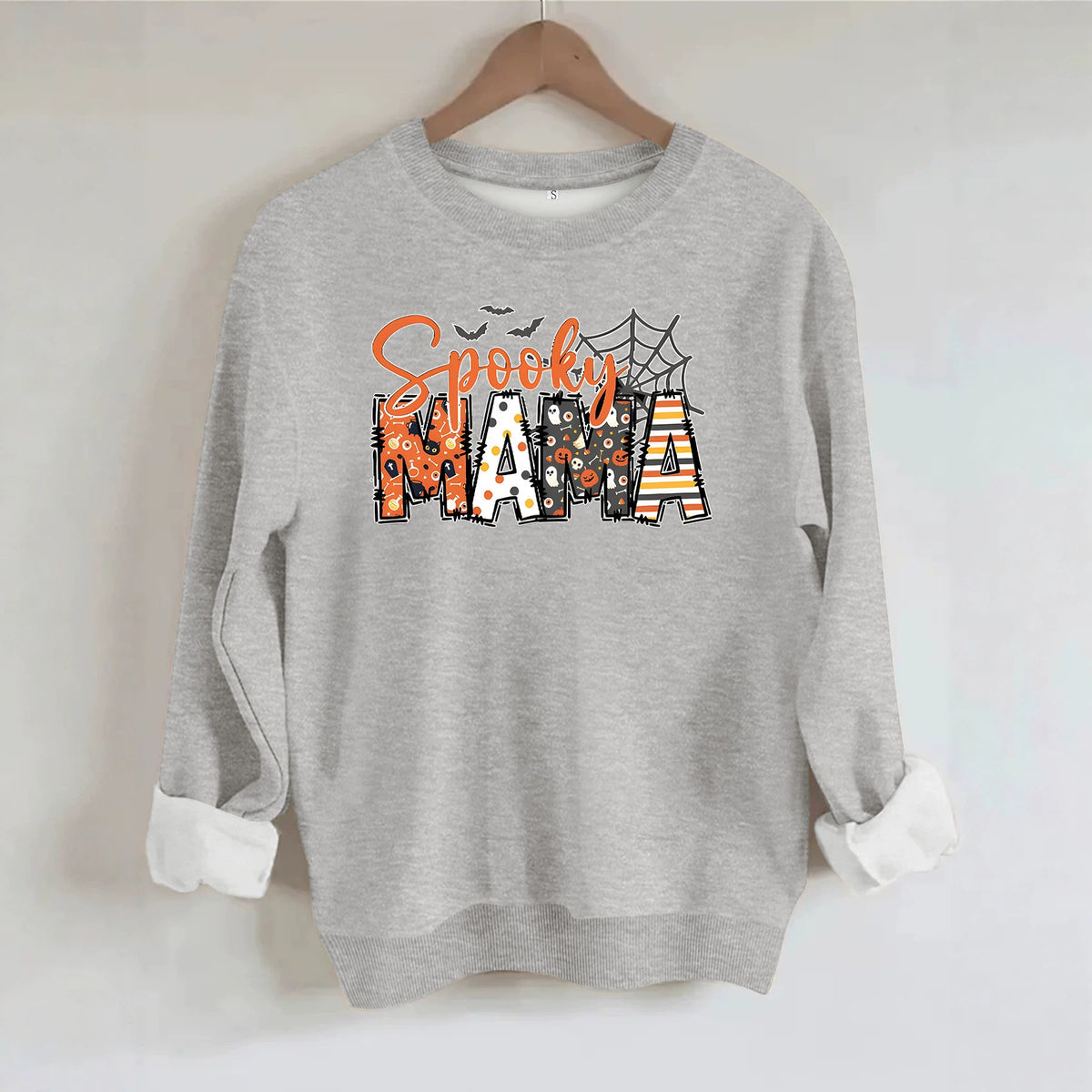 Spider print loose women's fleece hoodie