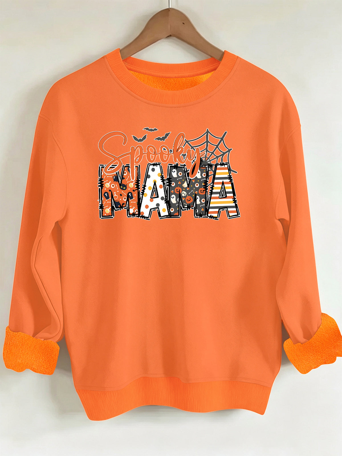 Spider print loose women's fleece hoodie