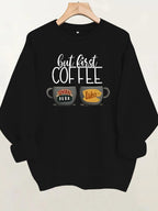 Coffee cup printed fleece hoodie