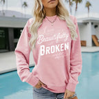 Letter pattern printed round neck hoodie