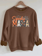 Spider print loose women's fleece hoodie