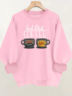 Coffee cup printed fleece hoodie