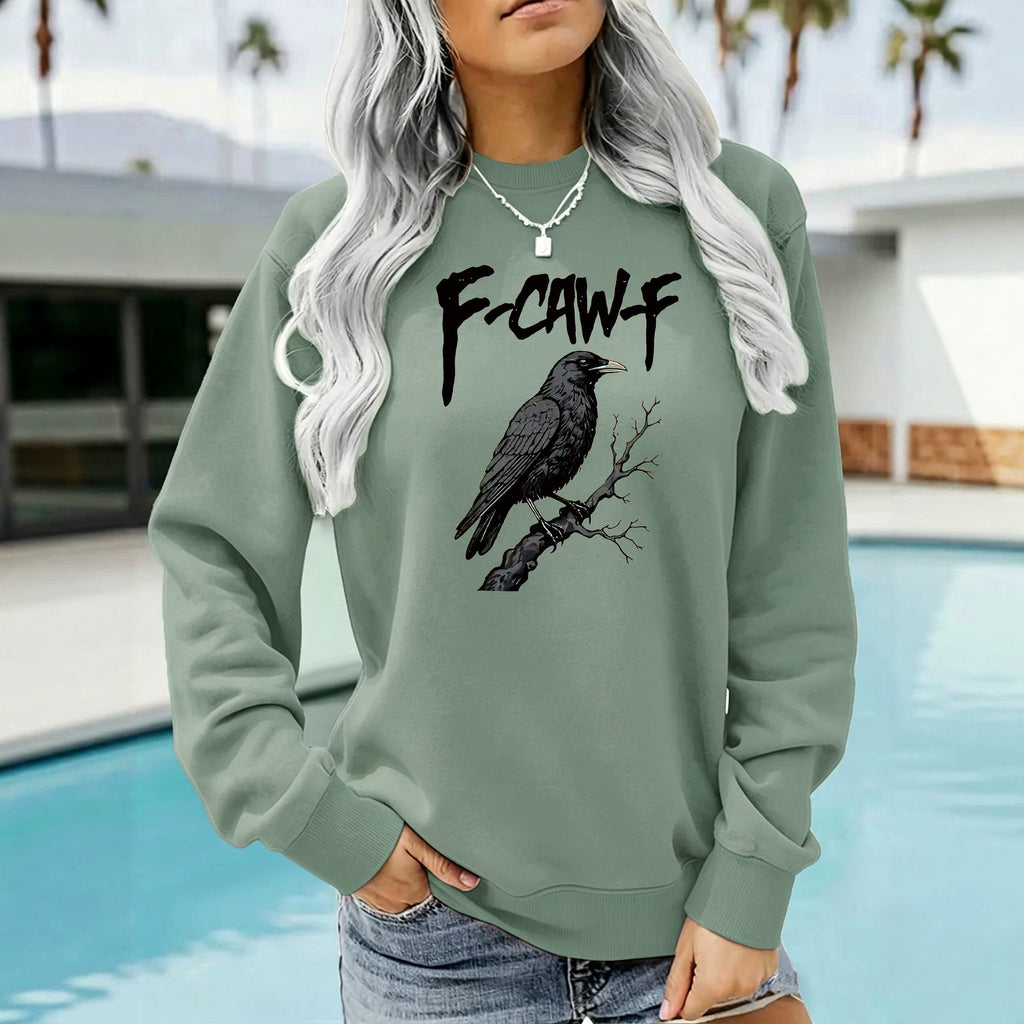 Gothic letter printed round neck hoodie