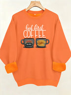 Coffee cup printed fleece hoodie
