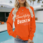 Letter pattern printed round neck hoodie
