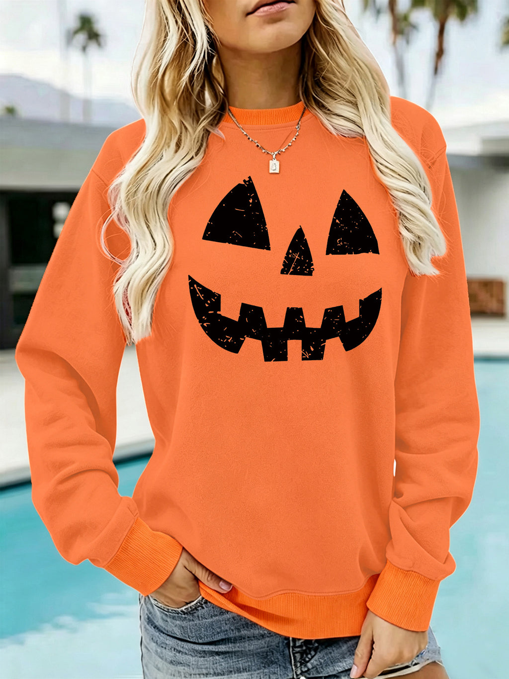 Round neck fleece sweatshirt sports sweatshirt
