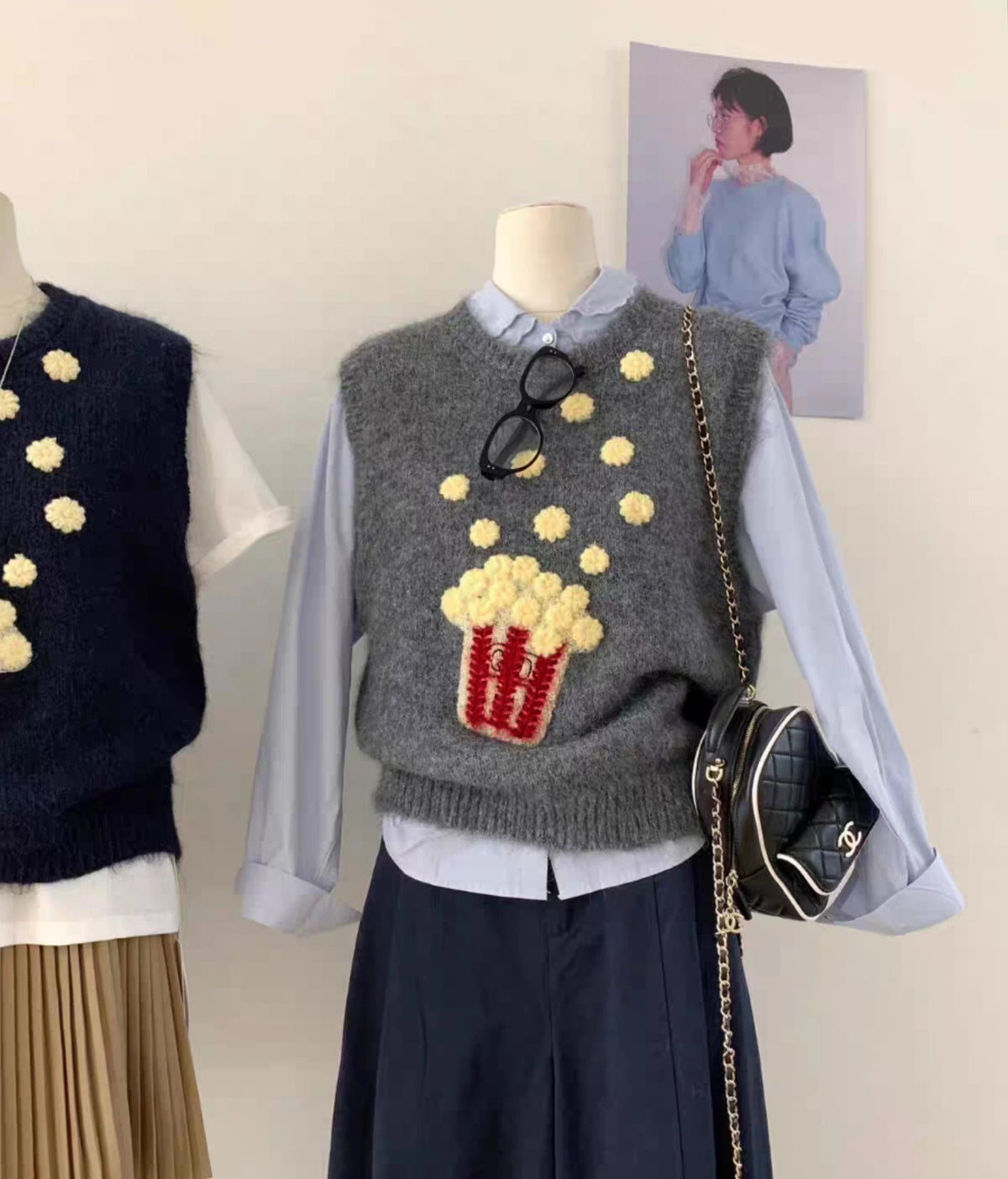 Colete de Malha Popcorn — Estilo Casual