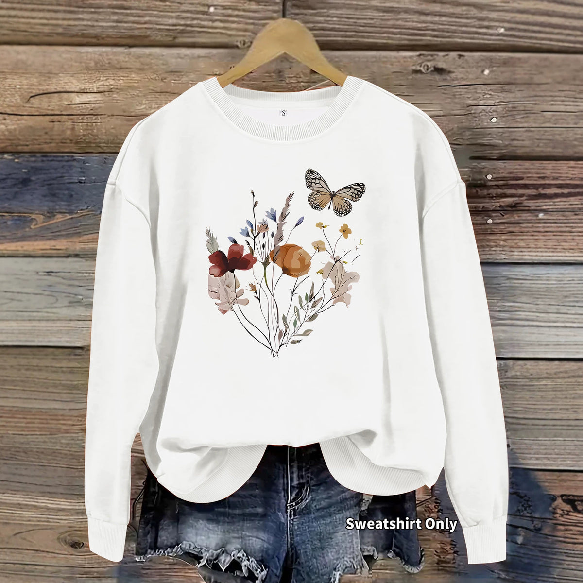 Sweatshirt Flores e Borboletas — Design Vibrante