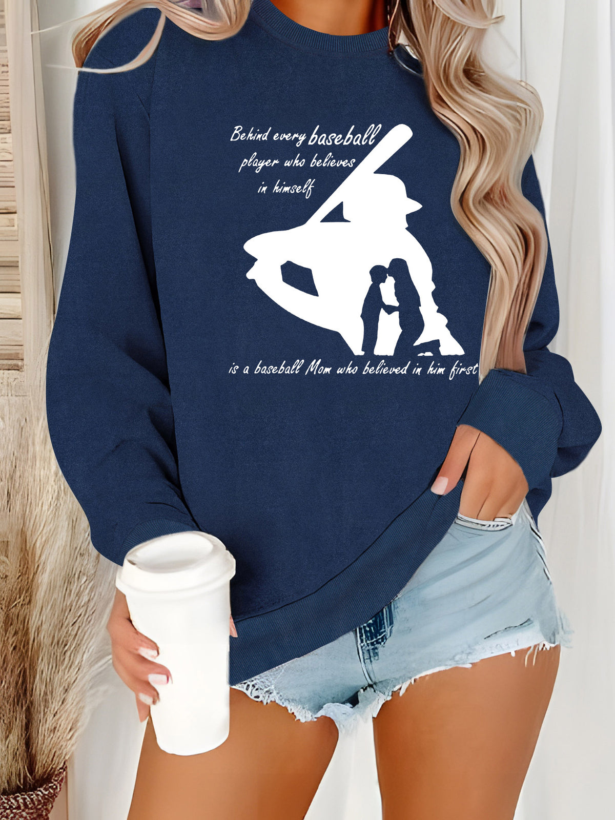 Baseball Mom Printed Velvet Hoodie