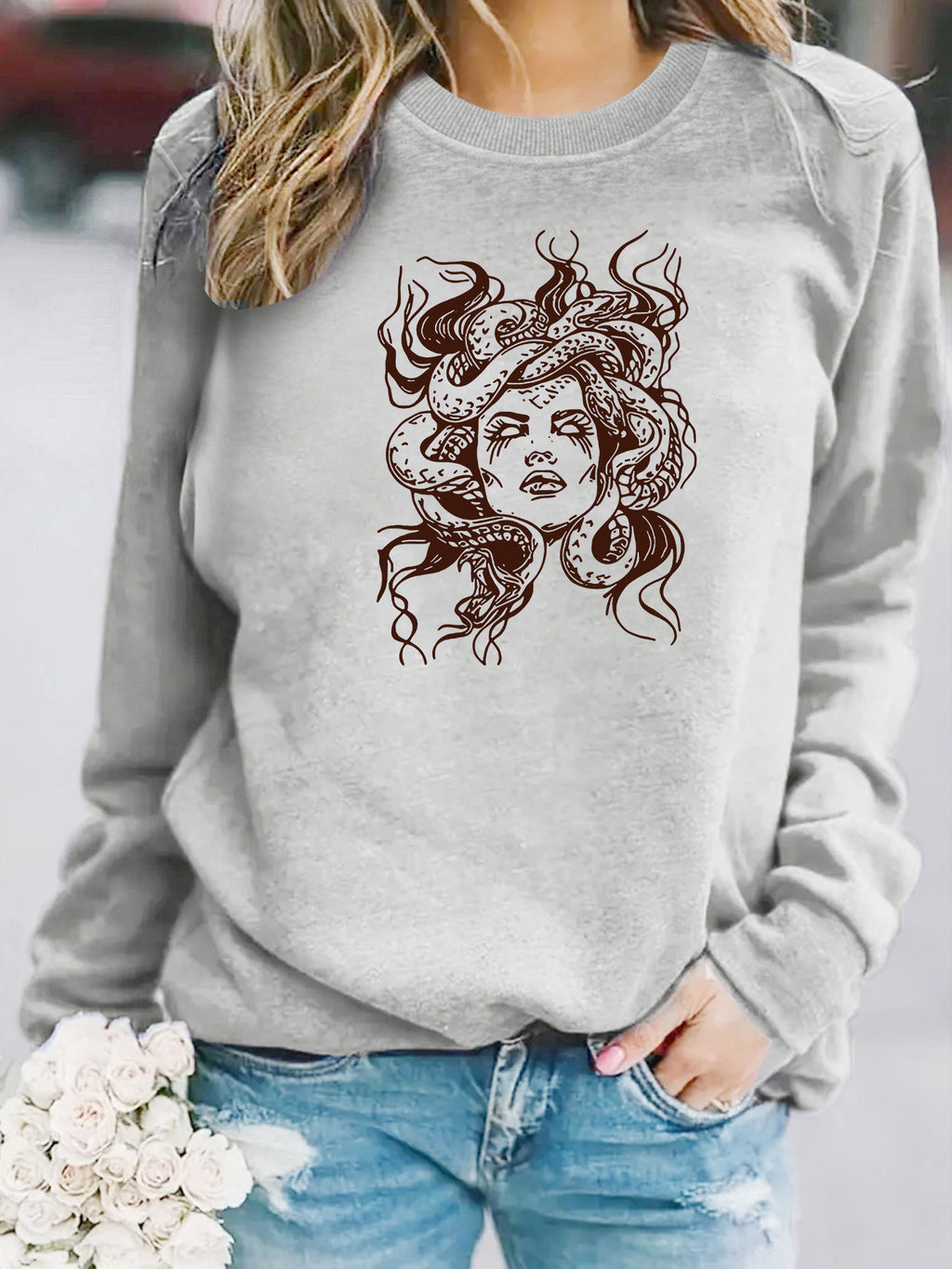 Sweatshirt Serpentina — Estampado Sinuoso (Modelo 2)