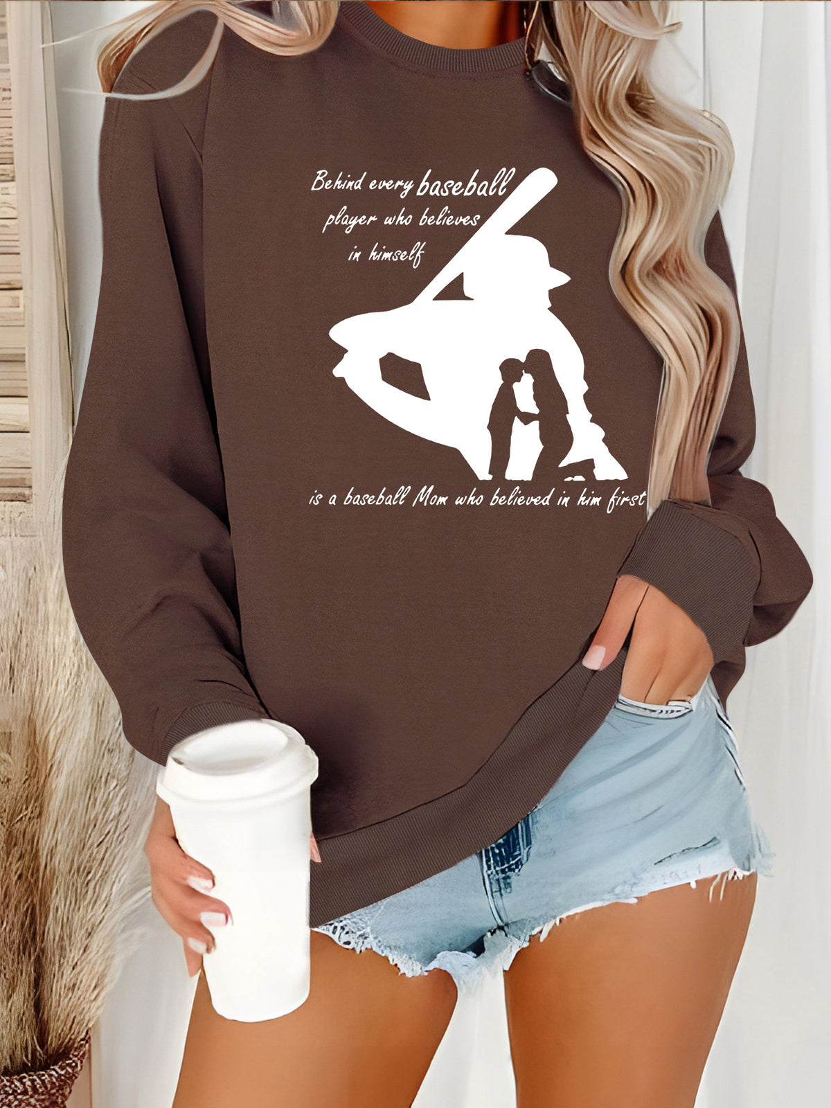 Baseball Mom Printed Velvet Hoodie
