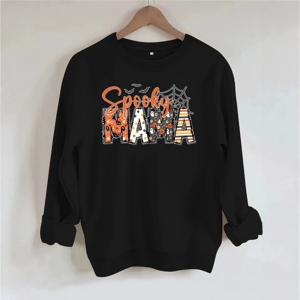 Spider print loose women's fleece hoodie