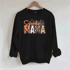 Spider print loose women's fleece hoodie