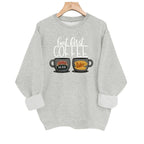 Coffee cup printed fleece hoodie