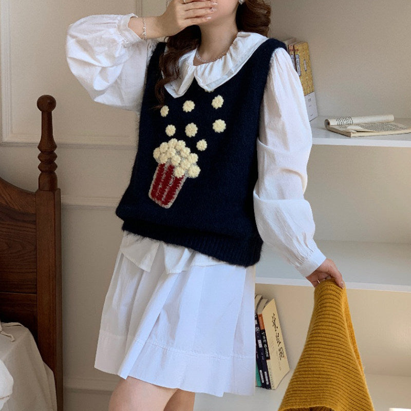 Colete de Malha Popcorn — Estilo Casual