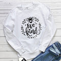Bee Kind letter bee print round neck long sleeved sweatshirt