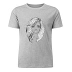 T-shirt Retrato Line Art — Mulher com Cabelo Ondulado