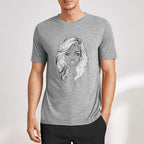 T-shirt Retrato Line Art — Mulher com Cabelo Ondulado