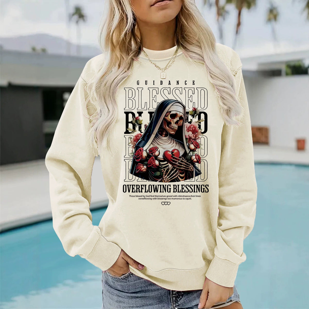 Sweatshirt Esqueleto e Flores — Estilo Dark