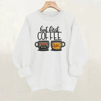 Coffee cup printed fleece hoodie
