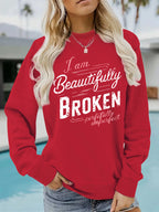 Letter pattern printed round neck hoodie
