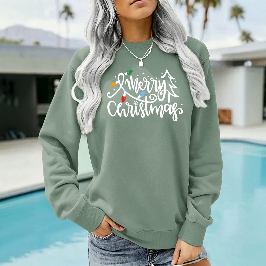 Light strip printed loose women's fleece hoodie