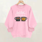 Coffee cup printed fleece hoodie