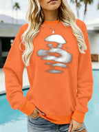 Blurred face printed round neck fleece hoodie