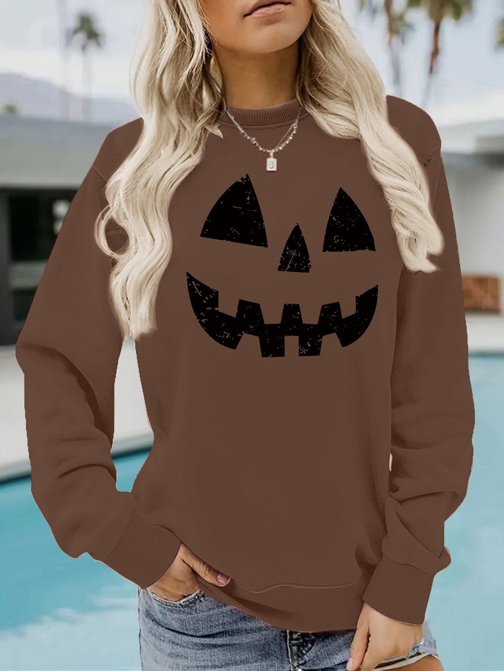 Round neck fleece sweatshirt sports sweatshirt