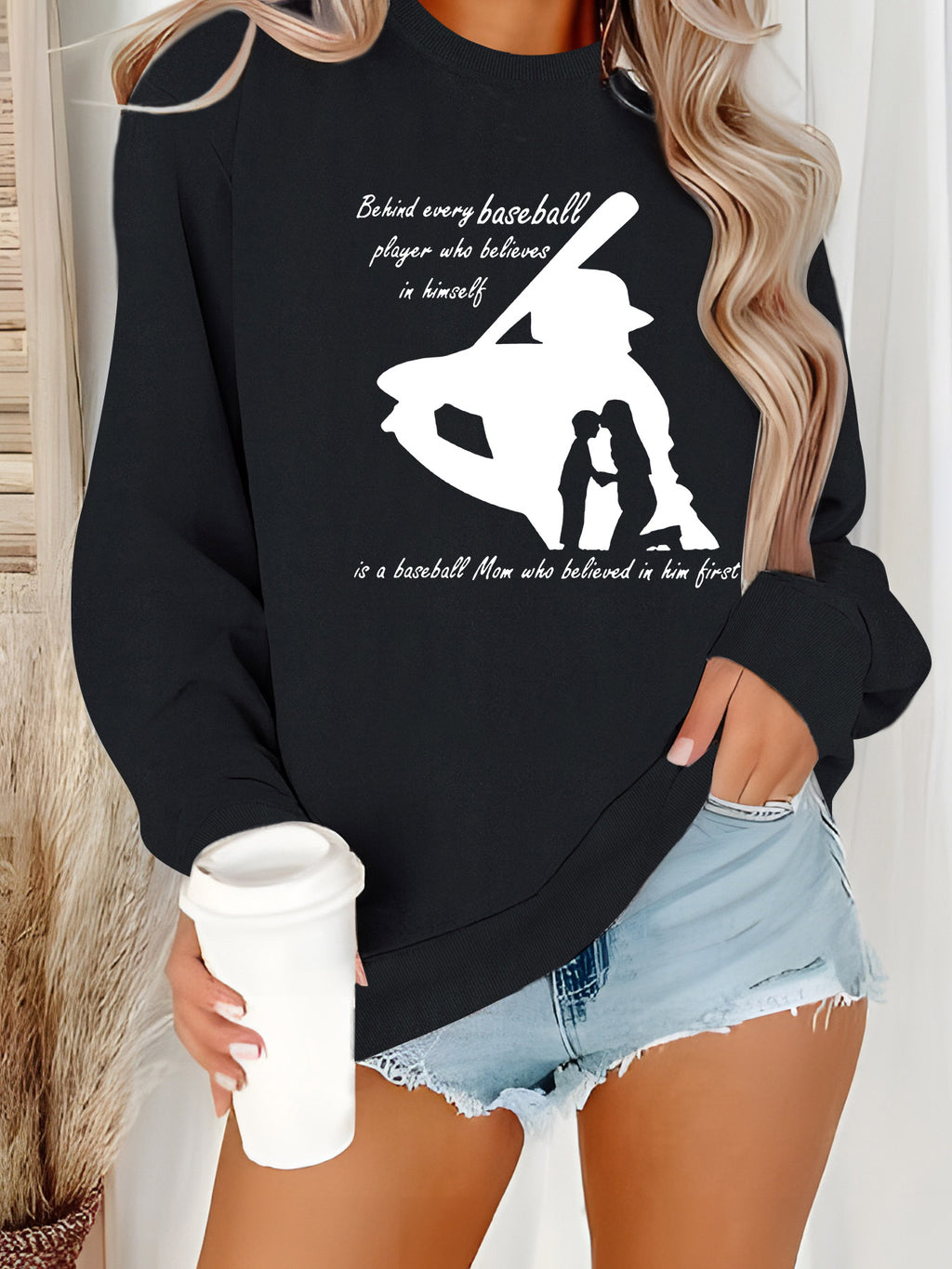 Baseball Mom Printed Velvet Hoodie