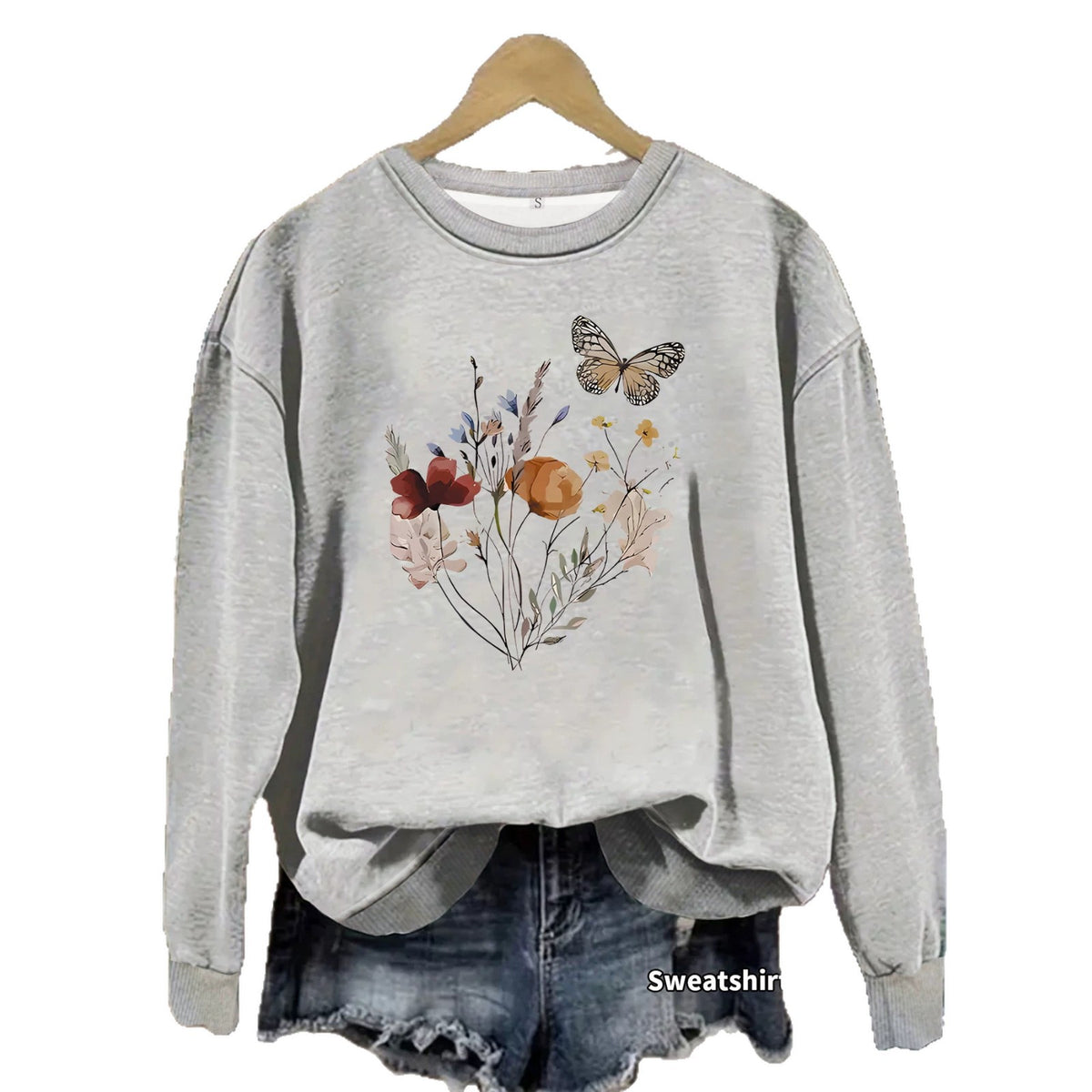 Sweatshirt Flores e Borboletas — Design Vibrante