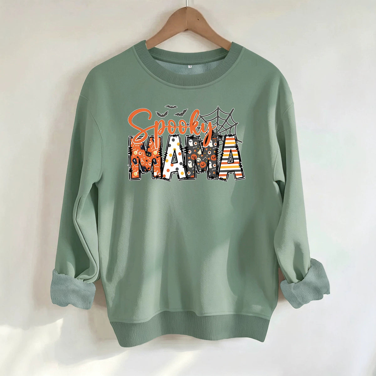 Spider print loose women's fleece hoodie