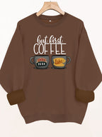 Coffee cup printed fleece hoodie