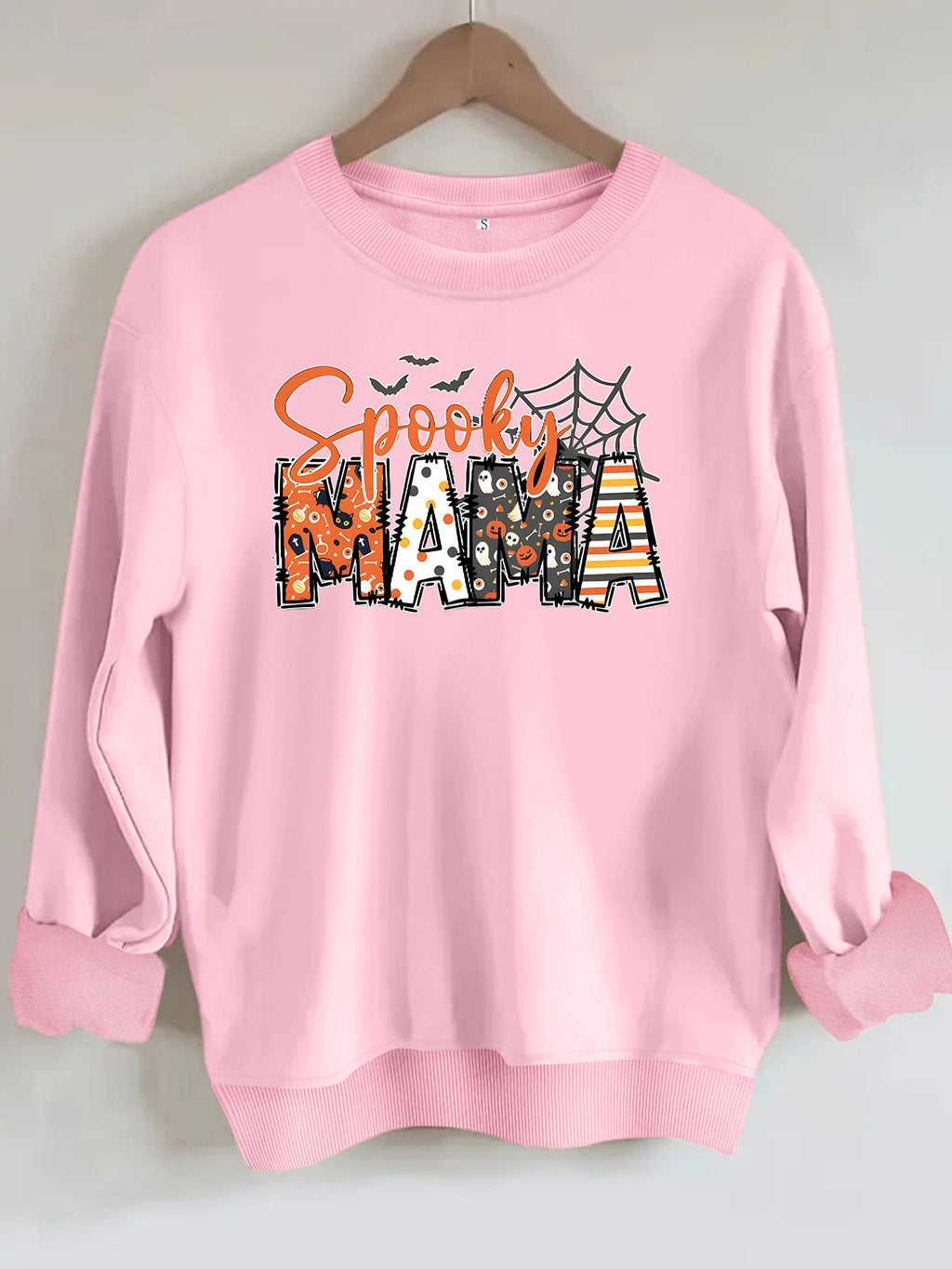 Spider print loose women's fleece hoodie