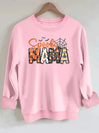 Spider print loose women's fleece hoodie