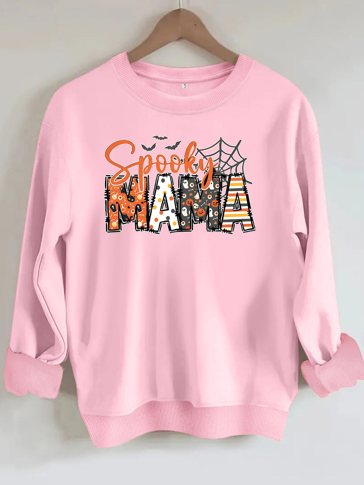 Spider print loose women's fleece hoodie
