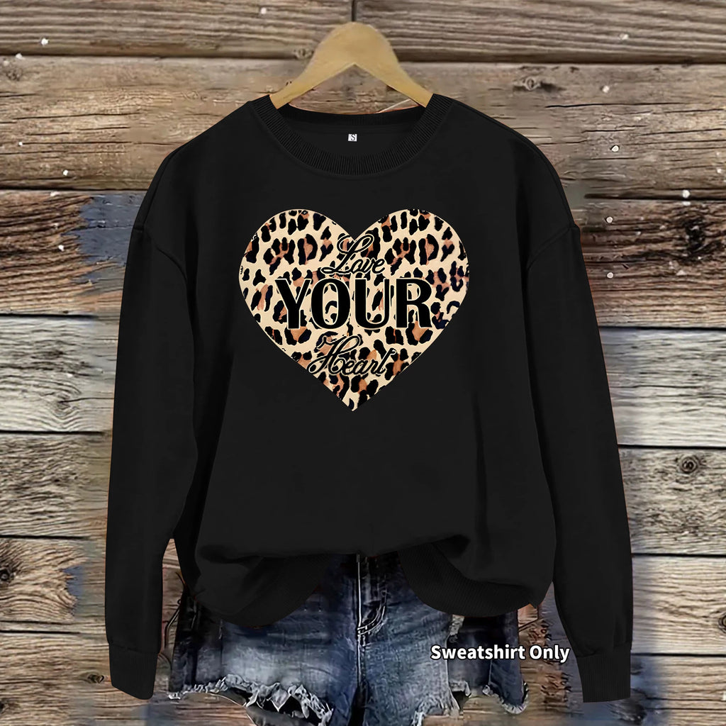 Sweatshirt Coração Leopardo — Estilo Selvagem