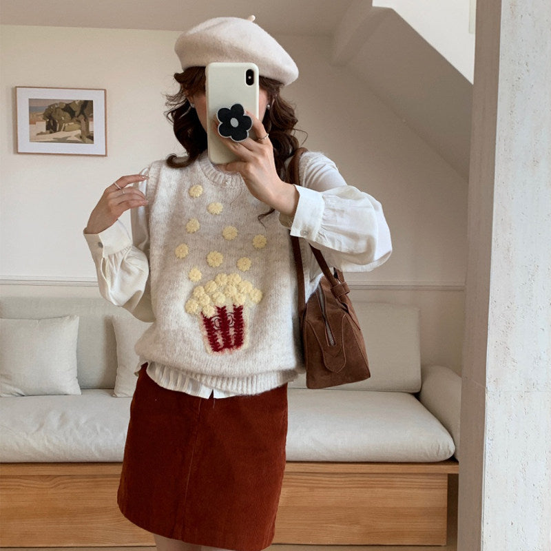 Colete de Malha Popcorn — Estilo Casual