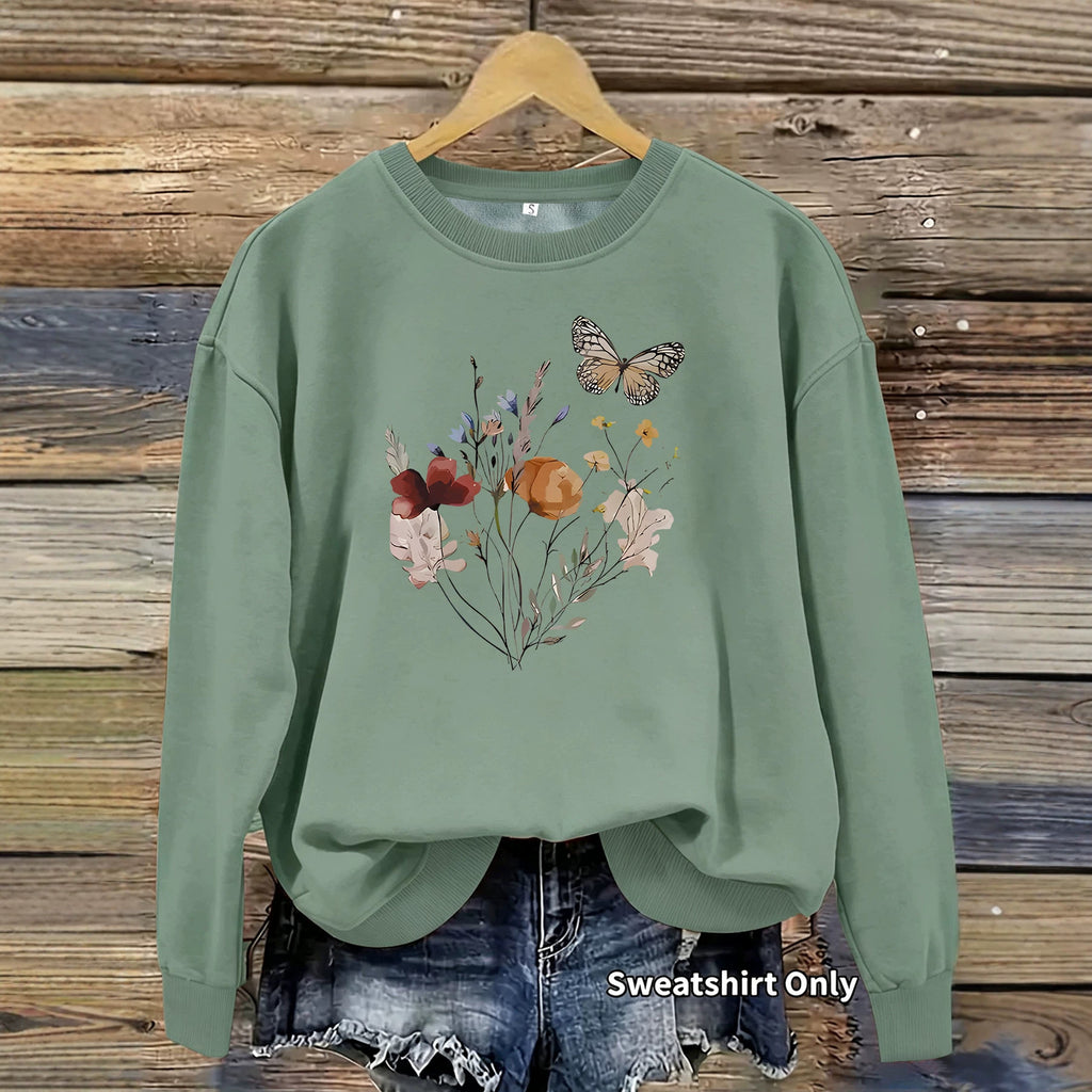Sweatshirt Flores e Borboletas — Design Vibrante