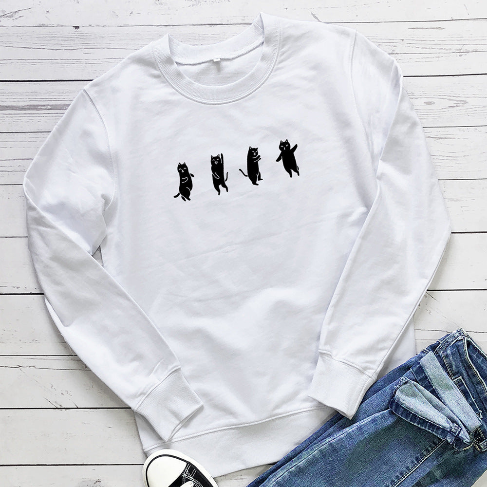 Four dancing cat print hoodies