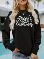 Light strip printed loose women's fleece hoodie