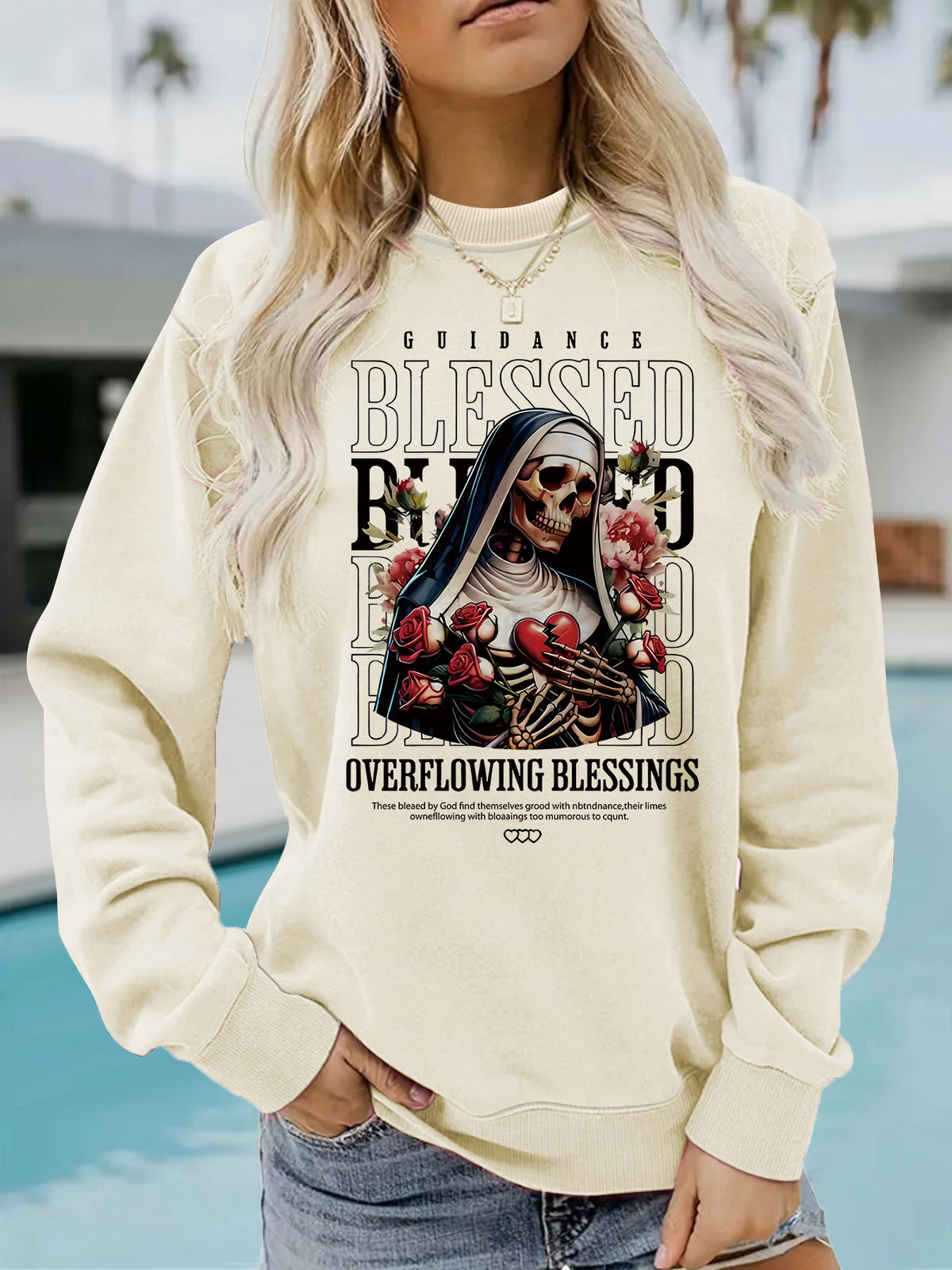 Sweatshirt Esqueleto e Flores — Estilo Dark