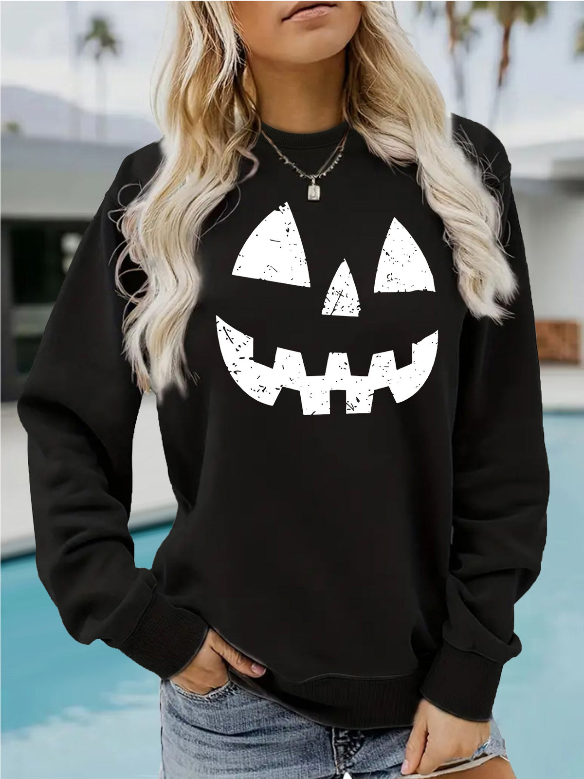 Round neck fleece sweatshirt sports sweatshirt