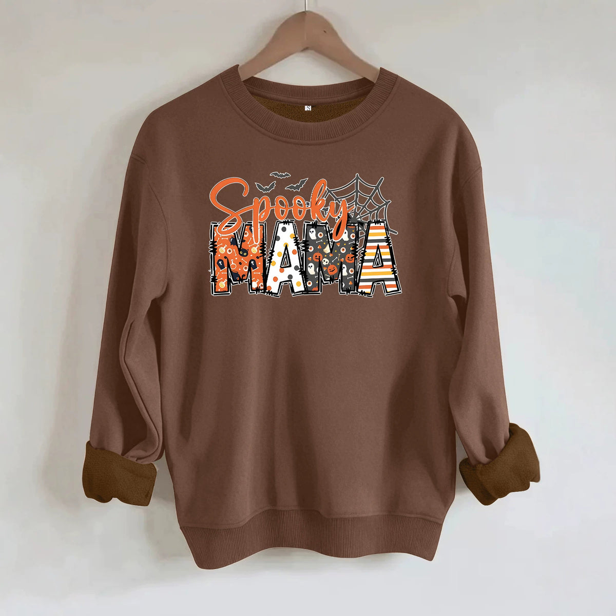 Spider print loose women's fleece hoodie